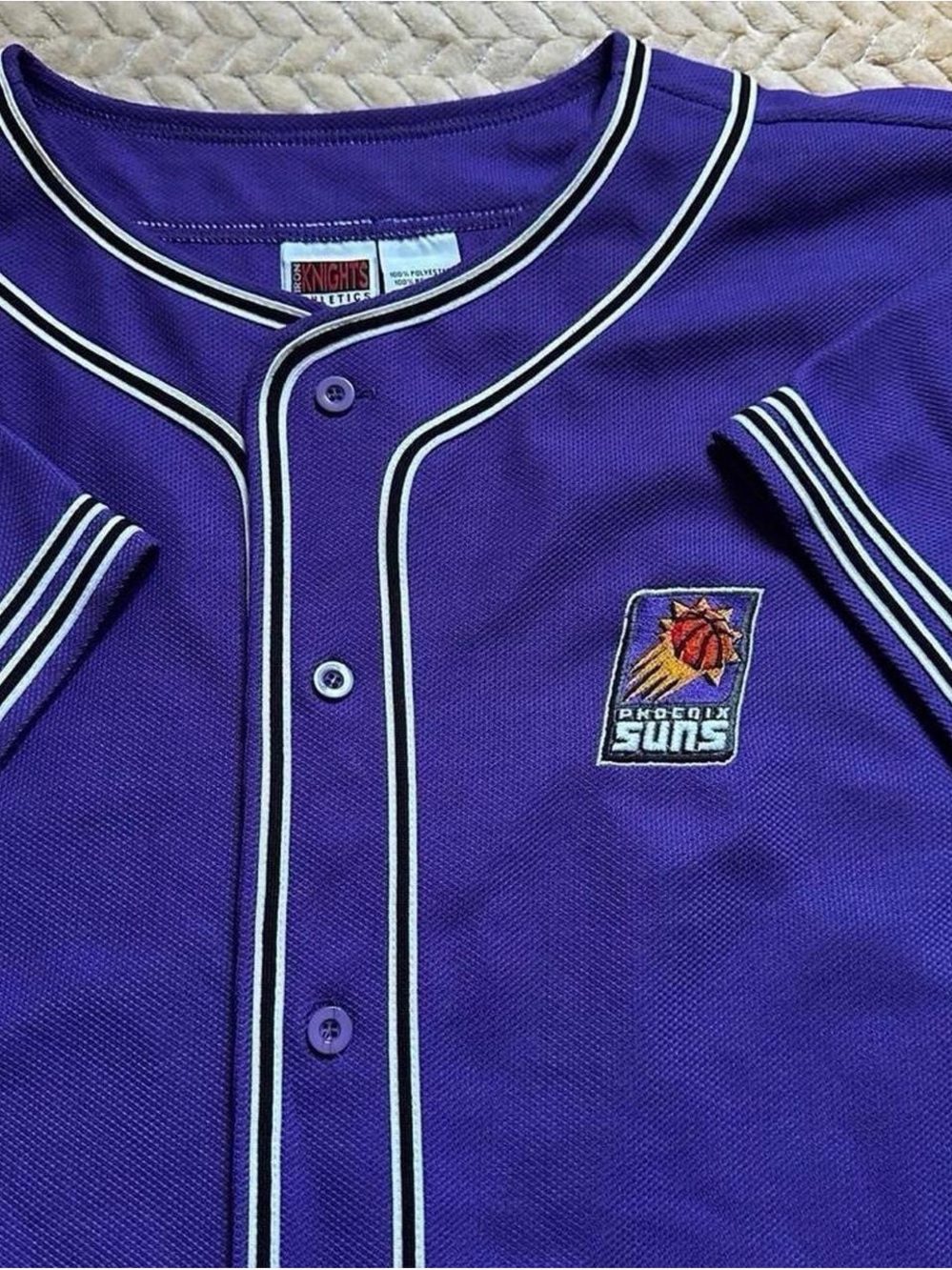 Vintage Phoenix Suns Purple Button-Up baseball style Jersey XL